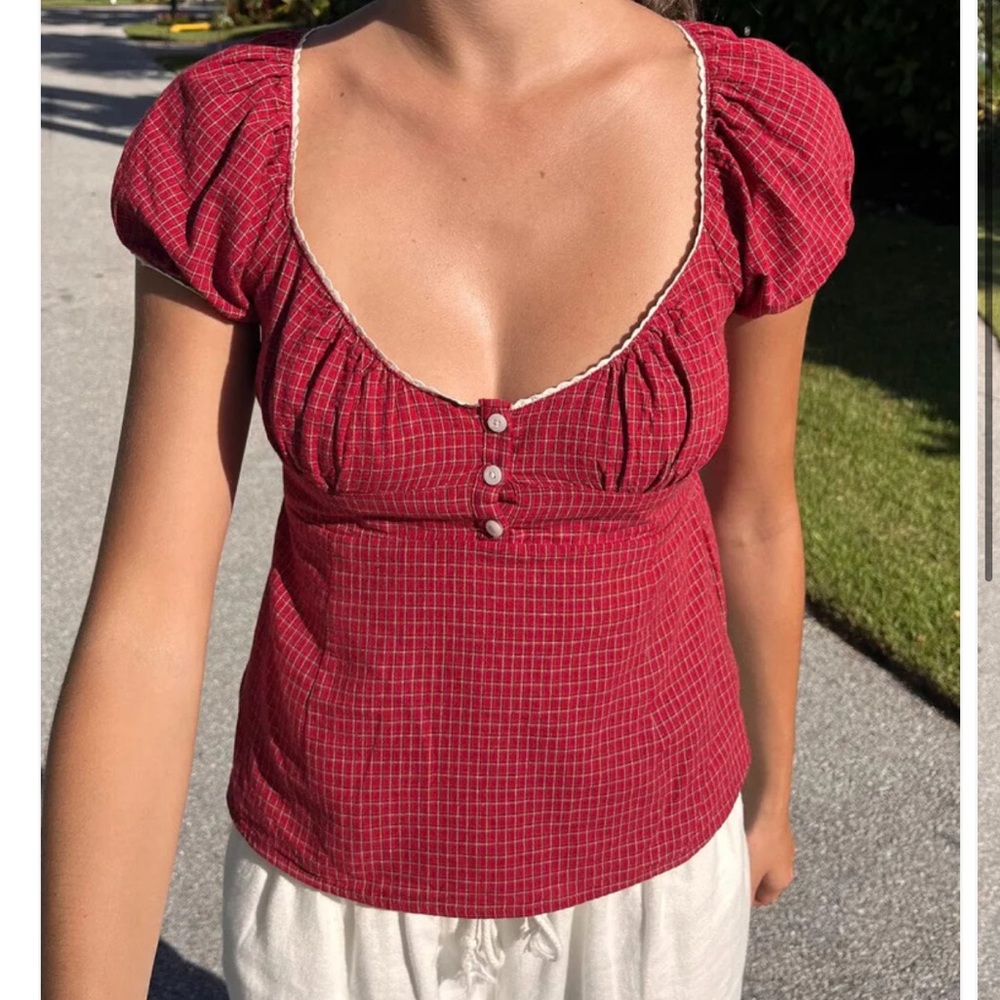Brandy Melville BLAIR PLAID TOP NWOT